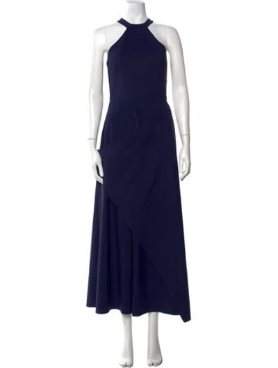 Pre-owned Greta Constantine Halterneck Long Dress In Blue