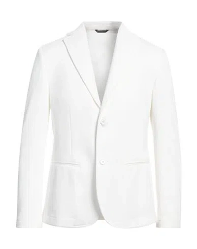 Grey Daniele Alessandrini Man Blazer White Size 42 Polyester, Elastane