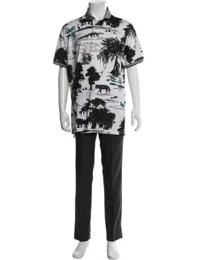 Pre-owned Greyson Graphic Print Collar Polo Shirt In Black/white