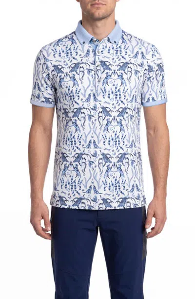 Greyson Howl Of The Depths Performance Polo In Arctic