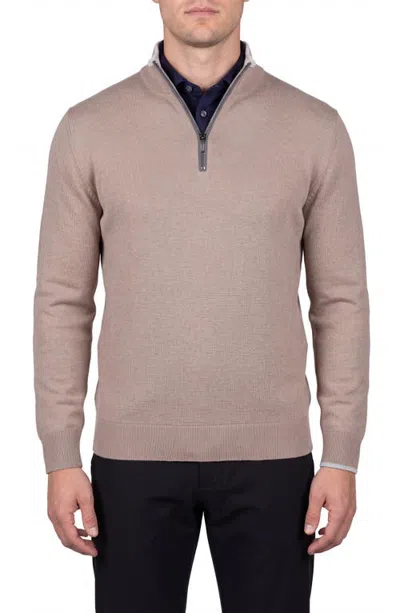 Greyson Koko Quarter Zip Wool & Cashmere Sweater In Cobblestone