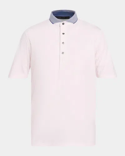 Greyson Men & Apos;s Contrast-collar Performance Polo Shirt In Arctic