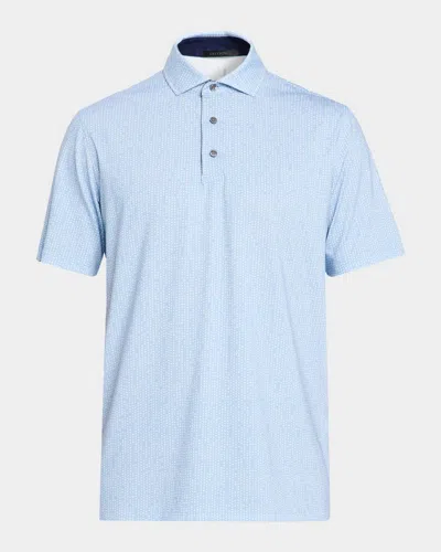 Greyson Men & Apos;s Micro-print Performance Polo Shirt In Wolf Blue