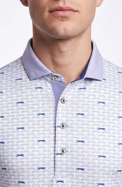 Greyson Running Wolf Performance Polo In Arctic
