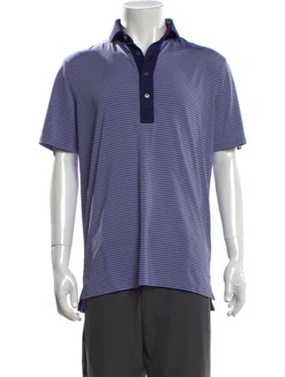 Pre-owned Greyson Striped Collar Polo Shirt In Blue