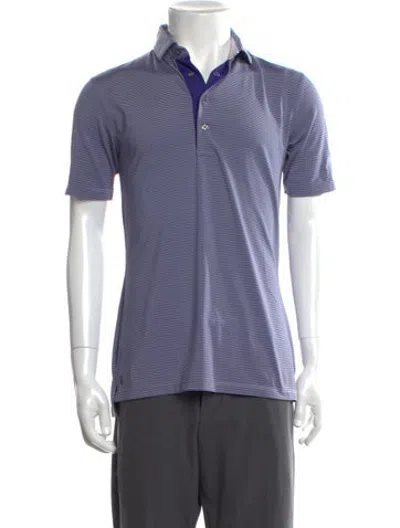 Pre-owned Greyson Striped Collar Polo Shirt In Blue