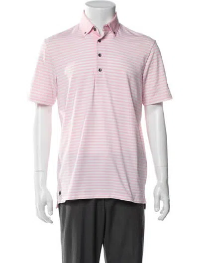 Pre-owned Greyson Striped Collar Polo Shirt In Pink