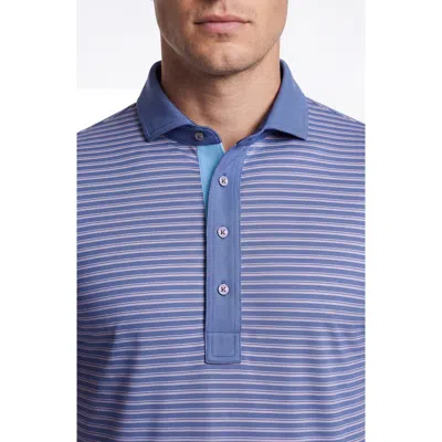 Greyson Wolf Striped Performance Polo In Falcon/blossom