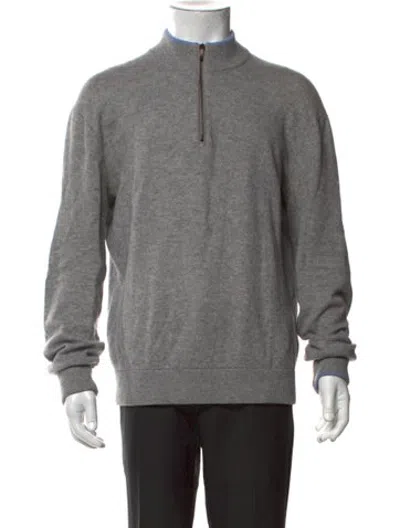 Pre-owned Greyson Wool Mock Neck Pullover In Grey