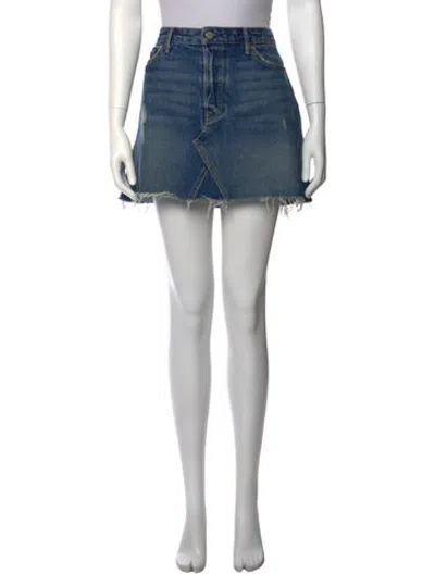 Pre-owned Grlfrnd Distressed Accents Mini Skirt In Blue