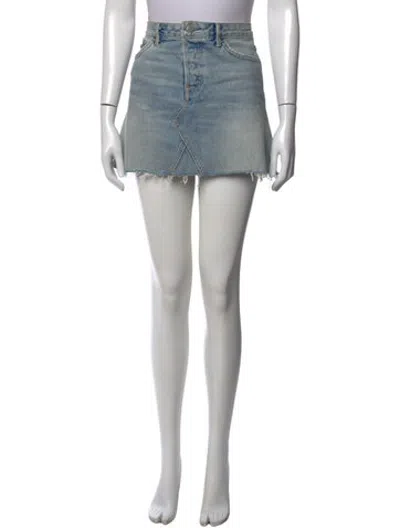 Pre-owned Grlfrnd Distressed Accents Mini Skirt In Blue