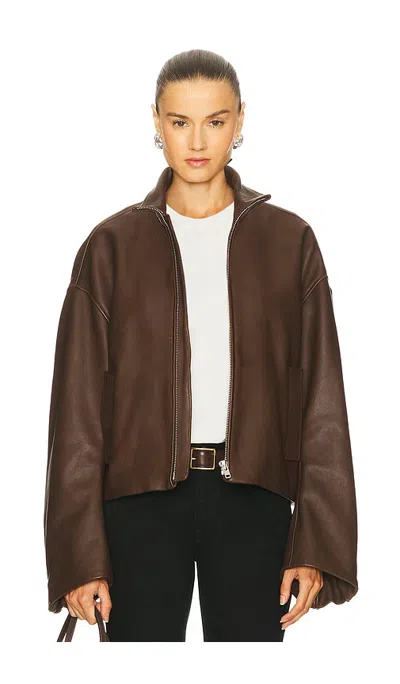Grlfrnd Romy Leather Jacket In Chocolate Brown