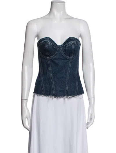 Pre-owned Grlfrnd Strapless Crop Top In Blue