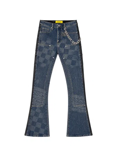 Guapi Checkerboard-print Panelled Jeans In Black