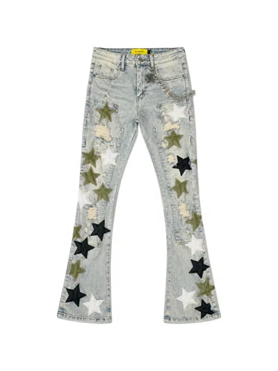 Guapi Star-appliqué Distressed Jeans In Gray