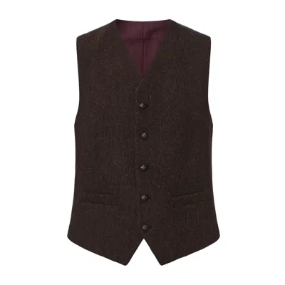 Guards London Men's Robert Tweed Heritage Wool Waistcoat - Brown In Multi