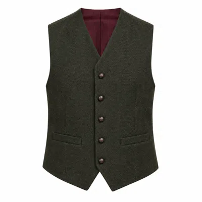 Guards London Men's Robert Tweed Heritage Wool Waistcoat - Green In Multi