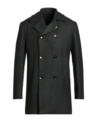 Guarinucci Man Coat Dark Green Size 46 Polyester, Wool In Black