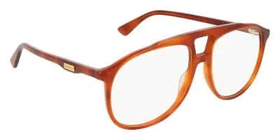 Pre-owned Gucci - Eyeglasses Men Gg0264o Havana 002 57mm