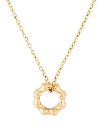 Pre-owned Gucci 18k Bamboo Circle Pendant Necklace, 17.75" In Multicolor