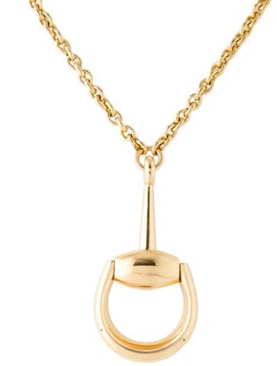 Pre-owned Gucci 18k Horsebit Pendant Necklace, 20" In Multicolor