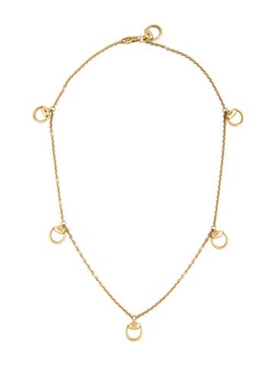 Pre-owned Gucci 18k Horsebit Station Necklace, 17" In Multicolor