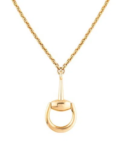 Pre-owned Gucci 18k Large Horsebit Pendant Necklace, 19.25" In Multicolor
