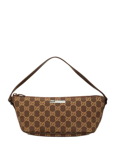 Pre-owned Gucci 2000-2015 Gg Canvas Boat Shoulder Bag In Brown