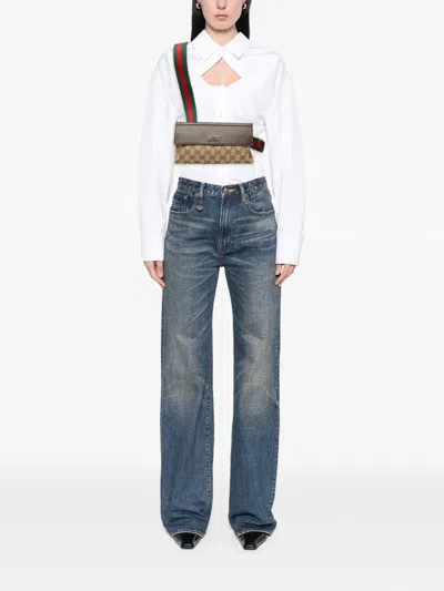 Pre-owned Gucci 2000-2015 Gg Canvas Web Crossbody Bag In Neutrals
