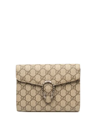 Pre-owned Gucci 2000-2015 Gg Supreme Dionysus Clutch Bag In Neutrals