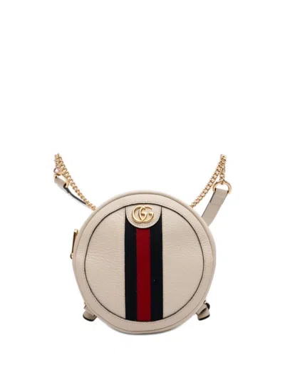 Pre-owned Gucci 2000-2015 Mini Leather Round Ophidia Backpack In White