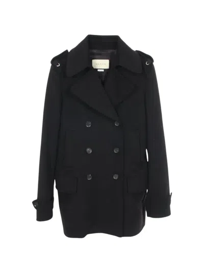 Pre-owned Gucci 2000s Double-breasted Pea Coat In Black