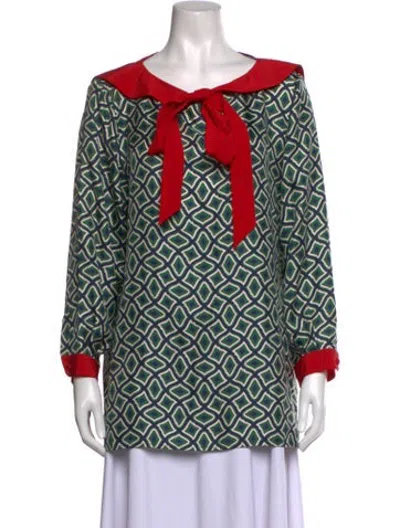 Pre-owned Gucci 2015 Silk Blouse In Green