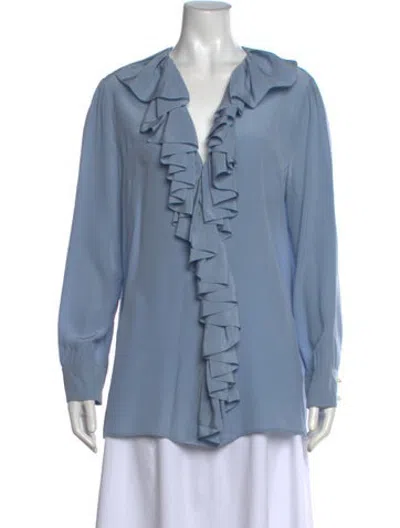 Pre-owned Gucci 2016 Silk Blouse In Blue
