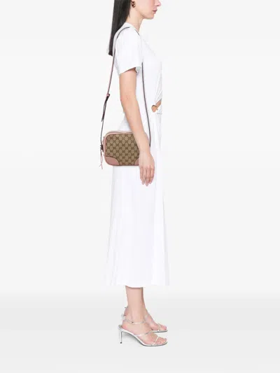 Pre-owned Gucci 2016-2026 Gg Canvas Bree Crossbody Bag In Neutrals
