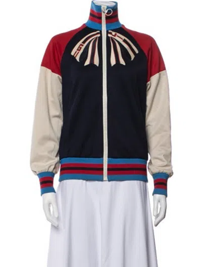 Pre-owned Gucci 2019 Colorblock Pattern Bomber Jacket In Blue/red