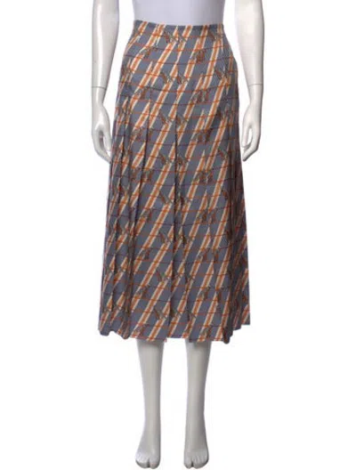 Pre-owned Gucci 2019 Midi Length Skirt In Blue/orange/white
