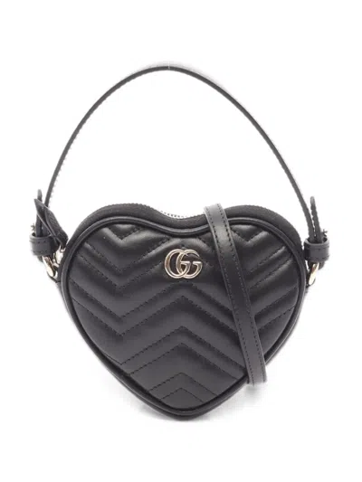 Pre-owned Gucci 2020s Gg Marmont Heart-shape Tote Bag In Black