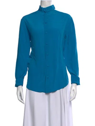 Pre-owned Gucci 2023 Silk Blouse In Blue