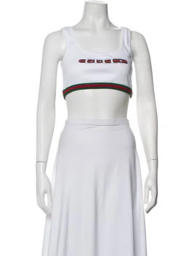 Pre-owned Gucci 2024 Graphic Print Sports Bra In Neutrals