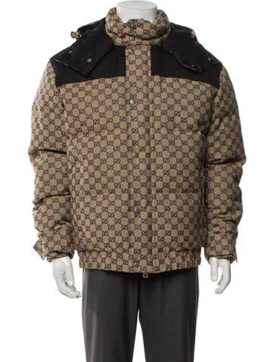 Pre-owned Gucci 2025 Gg Canvas Puffer Coat In Neutrals