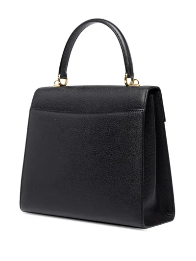 Pre-owned Gucci 20th Century Calfskin Lady Lock Satchel In Black