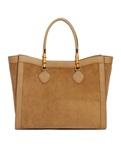 Gucci Beige Bamboo Tote Bag In Brown