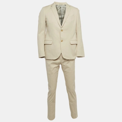 Pre-owned Gucci Beige Textured Cotton Single Breasted Suit L