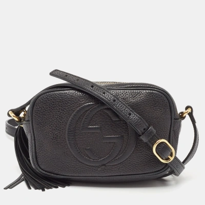 Pre-owned Gucci Black Leather Mini Soho Disco Shoulder Bag