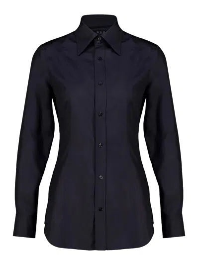 Gucci Blue Silk Shirt