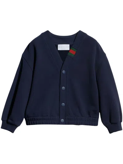 Gucci Boys Navy Logo Knit Sweater In Blue