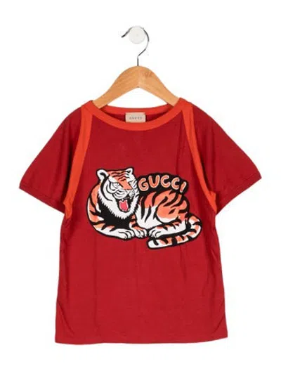 Pre-owned Gucci Kids' Boys Short Sleeve Graphic Shirt In Red