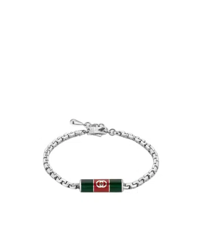 Gucci Bracelet With Web Detail In Silver