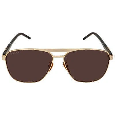 Pre-owned Gucci Brown Navigator Men's Sunglasses Gg1164s 002 58 Gg1164s 002 58
